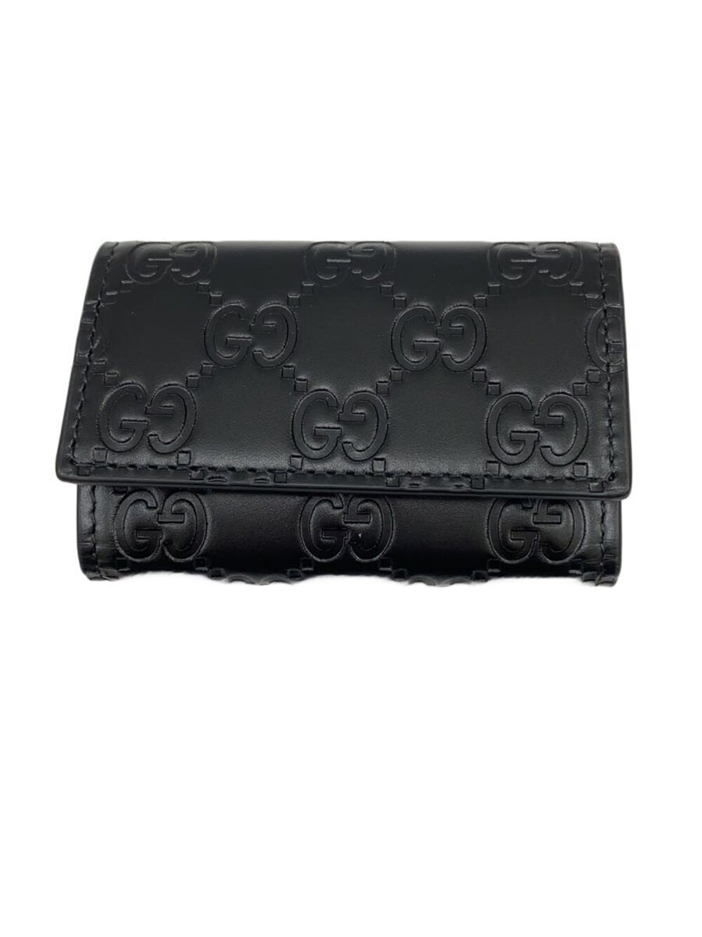 Gucci Key Case Wallet Leather Black All over